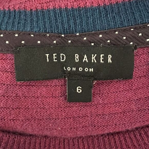 Ted Baker Men's Potter Crewneck Sweater Size 6 2XL Pink Ribbed Wool Blend - Picture 2 of 7